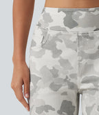 High Waisted Straight Leg Camo Casual Jeans with Pockets — Camo – Light Grey White — view 5