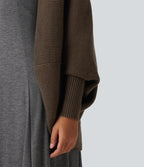 Open Front Dropped Batwing Long Sleeve Casual Cardigan — Rain Drum — view 5