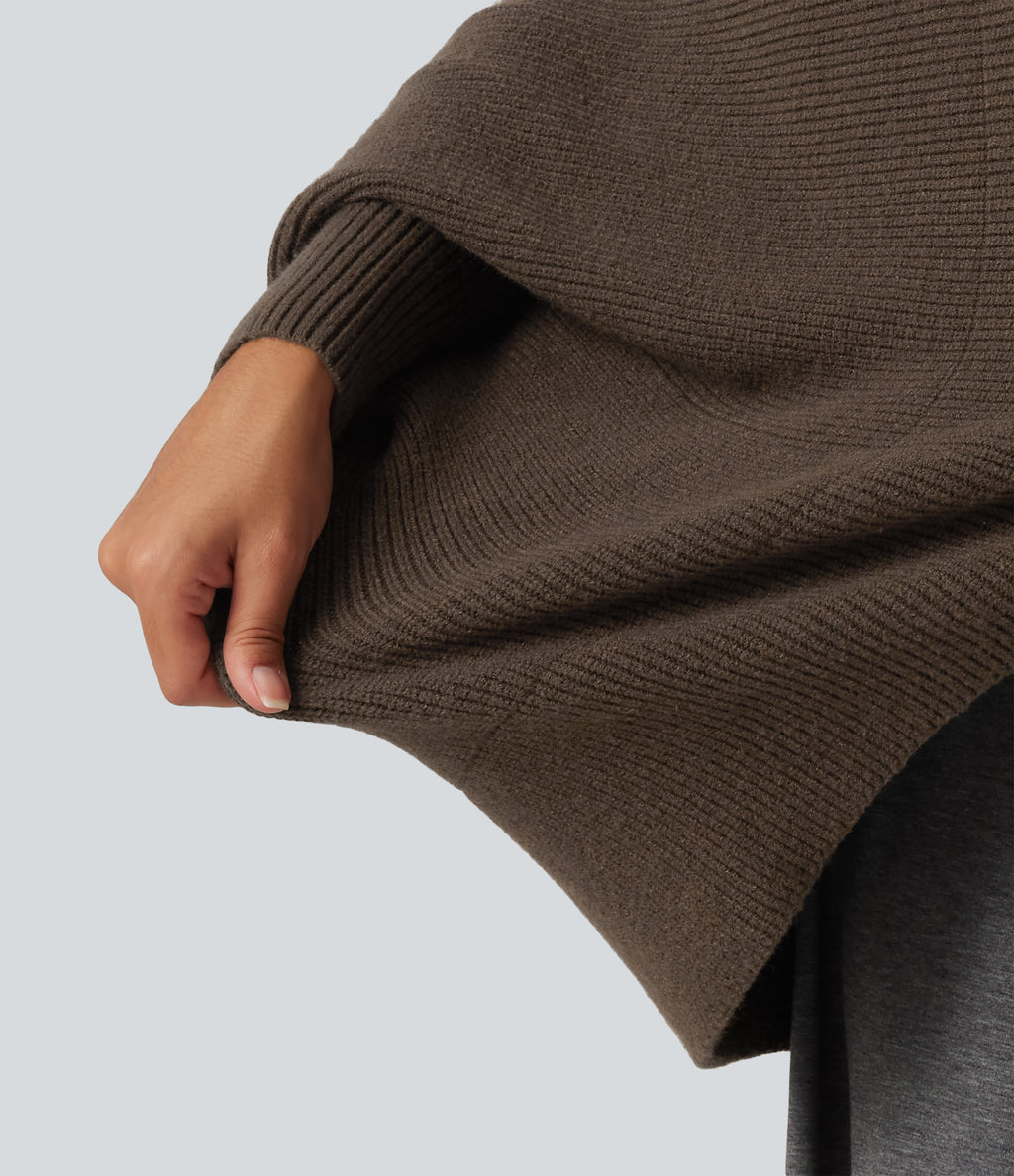 Open Front Dropped Batwing Long Sleeve Casual Cardigan — Rain Drum — view 6