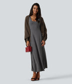 Open Front Dropped Batwing Long Sleeve Casual Cardigan — Rain Drum — view 7