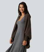 Open Front Dropped Batwing Long Sleeve Casual Cardigan — Rain Drum — view 3