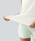 Round Neck Shirred InstantCool Workout Tank Top-UPF50+ — White — view 5