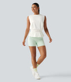 Round Neck Shirred InstantCool Workout Tank Top-UPF50+ — White — view 6
