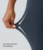 Curvy High Waisted Tummy Control Shaping Yoga Leggings with Pockets — Carbon — view 6