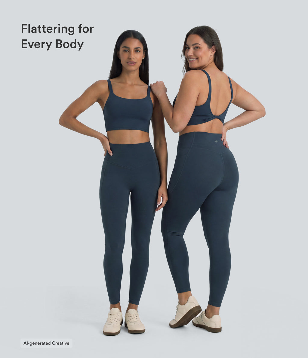 Curvy High Waisted Tummy Control Shaping Yoga Leggings with Pockets — Carbon — view 8