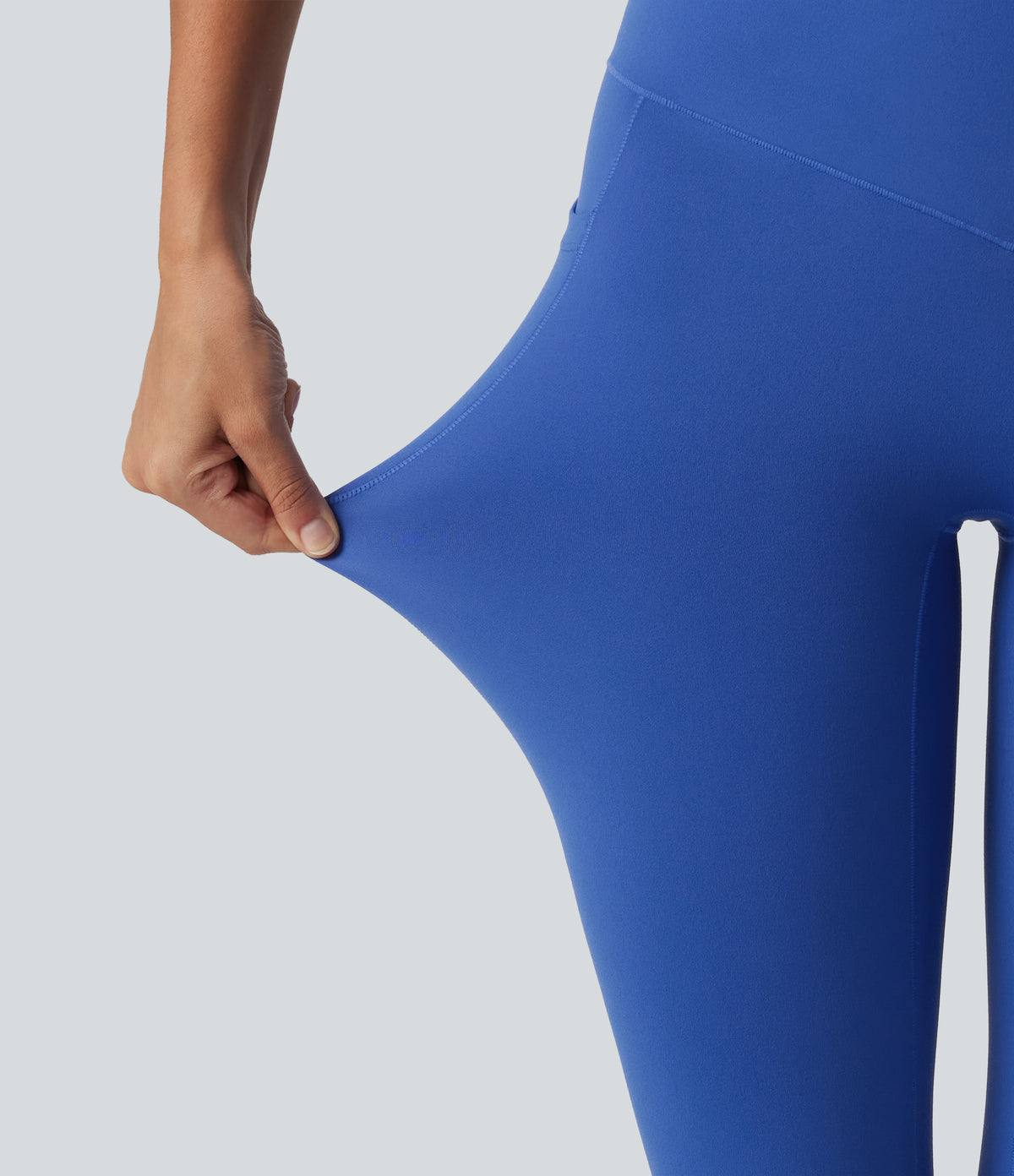 High Waisted Crossover Plain Bootcut Casual Leggings with Pockets-UPF50+ — Beaucoup Blue — view 6