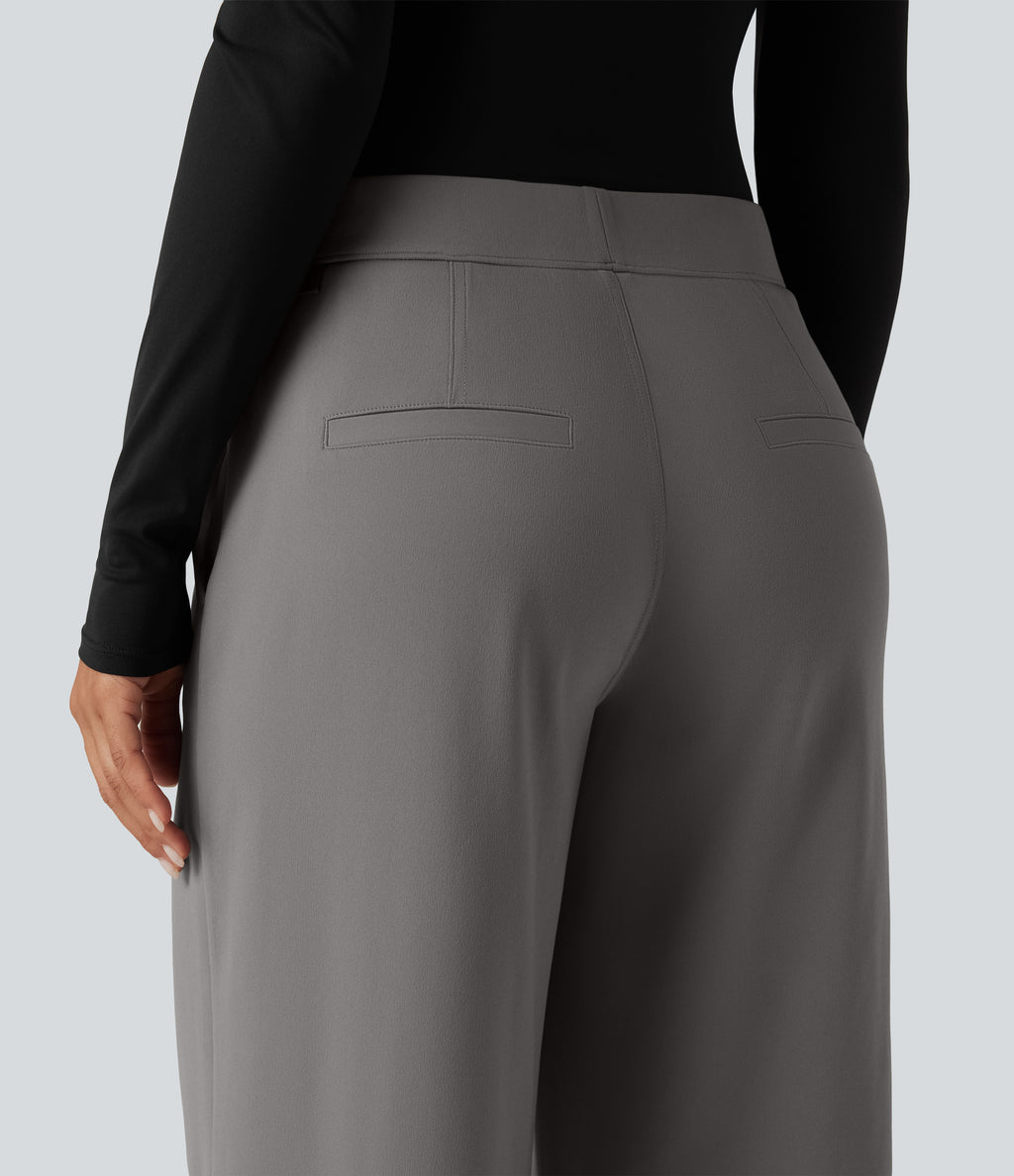 Low Rise Straight Leg Work Trousers with Pockets — Silent Storm — view 4