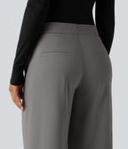 Low Rise Straight Leg Work Trousers with Pockets — Silent Storm — view 4