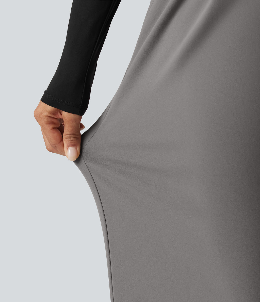 Low Rise Straight Leg Work Trousers with Pockets — Silent Storm — view 6