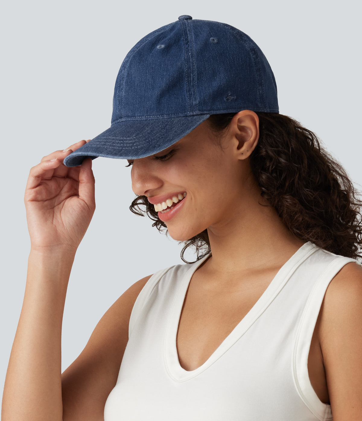 Stretch Denim Washed Baseball Cap — Gulf Stream Blue Denim — additional view