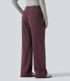 Mid Rise Crossover Straight Leg InstantCool Stripe Work Trousers with Pockets — Plum Stripe — view 2