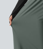 High Waisted Drawstring Barrel Leg Dance Trousers with Pockets — Deep Aquamarine — view 6