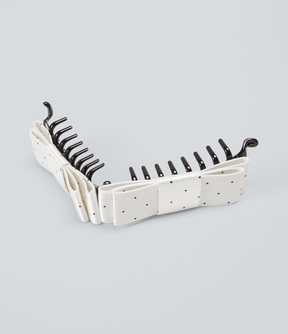 Polka Dot Bow Banana Clip — White — view 2