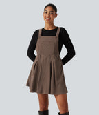 Mini Corduroy Casual Dress with Pockets — Acorn — view 1