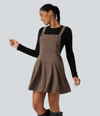 Mini Corduroy Casual Dress with Pockets — Acorn — view 3