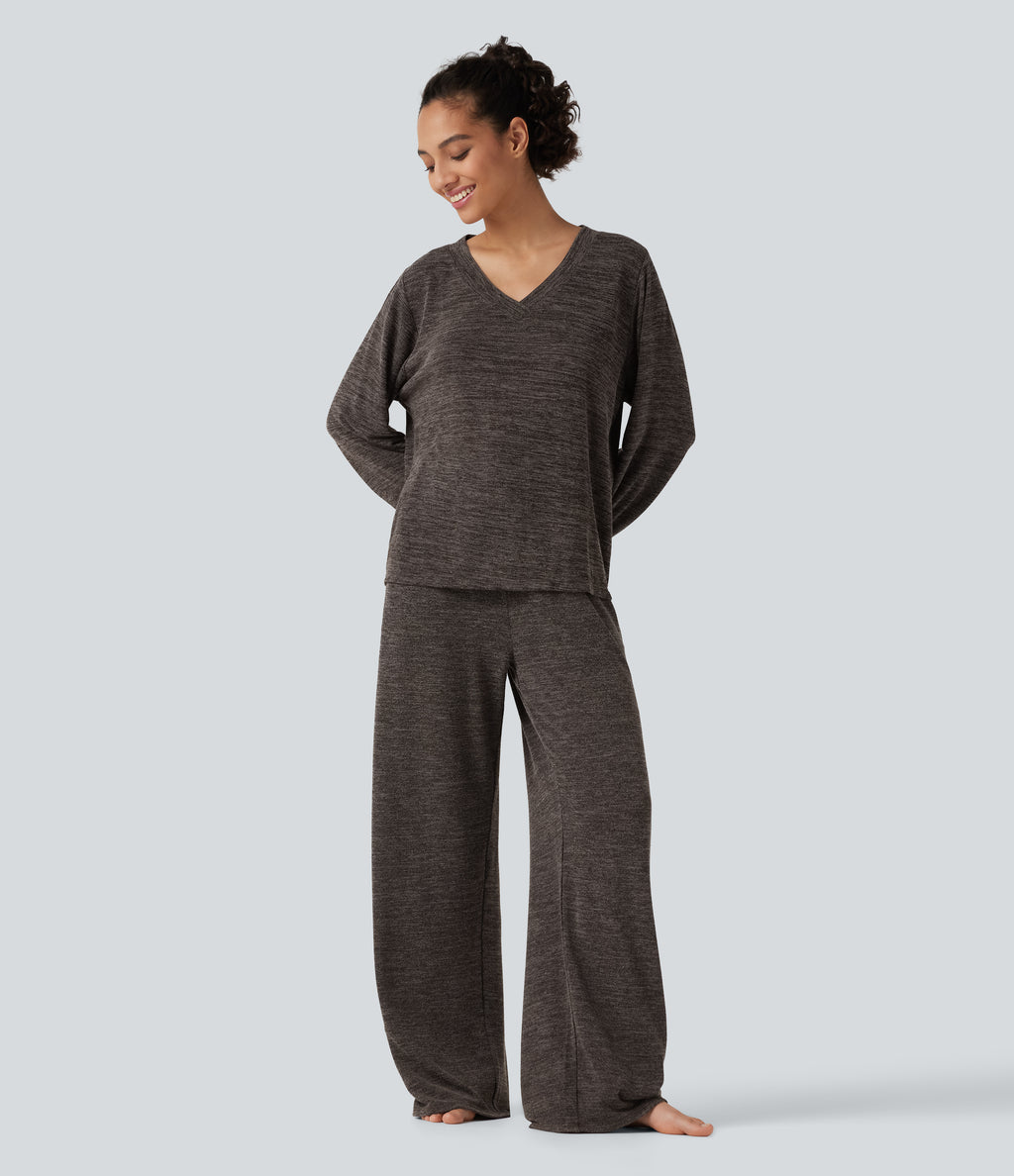 Mid Rise Drawstring Baggy Casual Trousers with Pockets — Light Coffee Floral Yarn — view 8