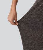 Mid Rise Drawstring Baggy Casual Trousers with Pockets — Light Coffee Floral Yarn — view 7