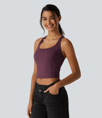 Airy Built-in Bra Contrast Mesh Cropped InstantCool Running Tank Top — Fig — view 3
