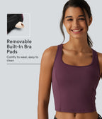 Airy Built-in Bra Contrast Mesh Cropped InstantCool Running Tank Top — Fig — view 1