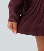 High Waisted A Line Mini Casual Jumper Skirt — Mulled Night — view 5