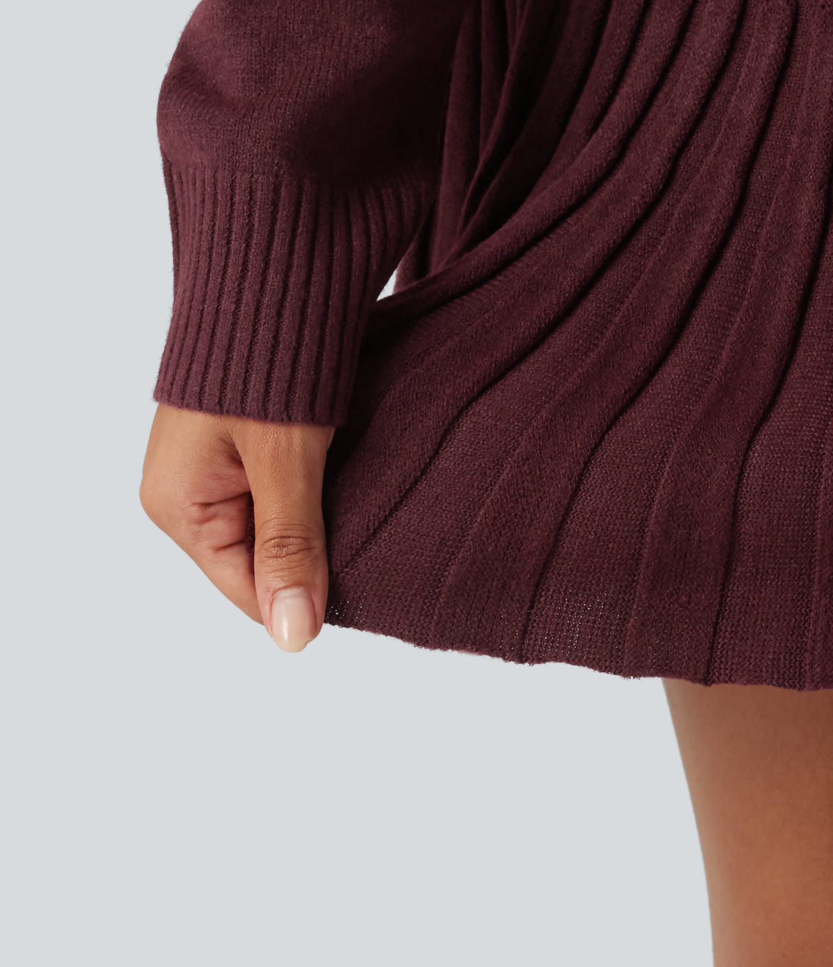 High Waisted A Line Mini Casual Jumper Skirt — Mulled Night — view 5