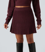 High Waisted A Line Mini Casual Jumper Skirt — Mulled Night — view 4