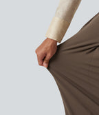 Mid Rise Wide Leg Baggy Work Trousers with Pockets — Chocolate Martini — view 6