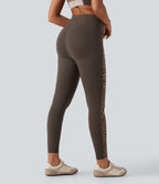 Leopard Print High Waisted Tummy Control Butt Lifting Yoga Leggings with Pockets — Hot Fudge — view 2
