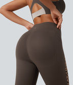 Leopard Print High Waisted Tummy Control Butt Lifting Yoga Leggings with Pockets — Hot Fudge — view 5
