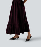 Square Neck Tie Front Flowy Midi Casual Slip Milkmaid Dress — Dusky purple — view 6