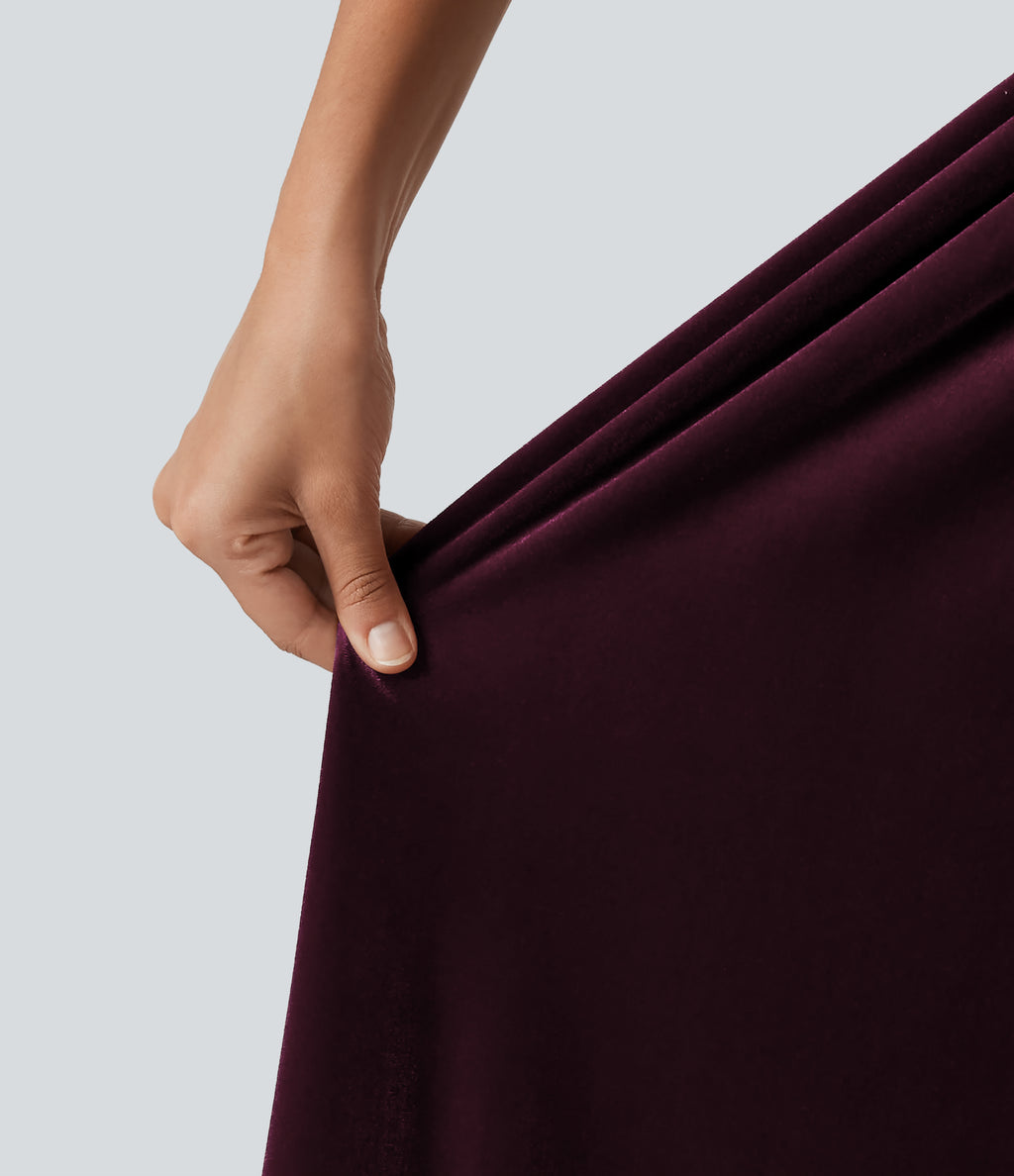 Square Neck Tie Front Flowy Midi Casual Slip Milkmaid Dress — Dusky purple — view 7