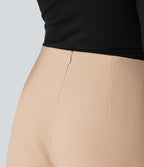High Waisted Slit Hem Mini Casual Skirt — Candied Ginger — view 5