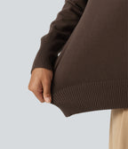Lapel Long Sleeve Casual Jumper — Flamewood Brown — view 6