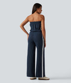 Tube Side Stripe InstantCool Straight Leg Casual Jumpsuit with Pockets-Edition — Navy Pinstripe — view 2