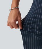 Tube Side Stripe InstantCool Straight Leg Casual Jumpsuit with Pockets-Edition — Navy Pinstripe — view 7