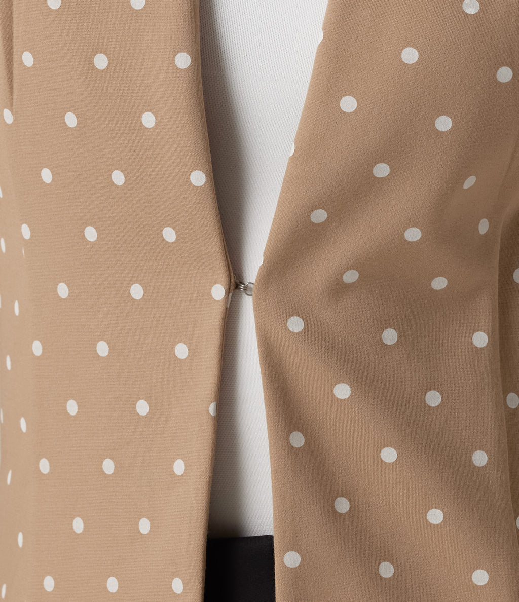 Round Neck Curved Hem Polka Dot Long Sleeve Work Blazer — Canyon Roast Speckle — view 7