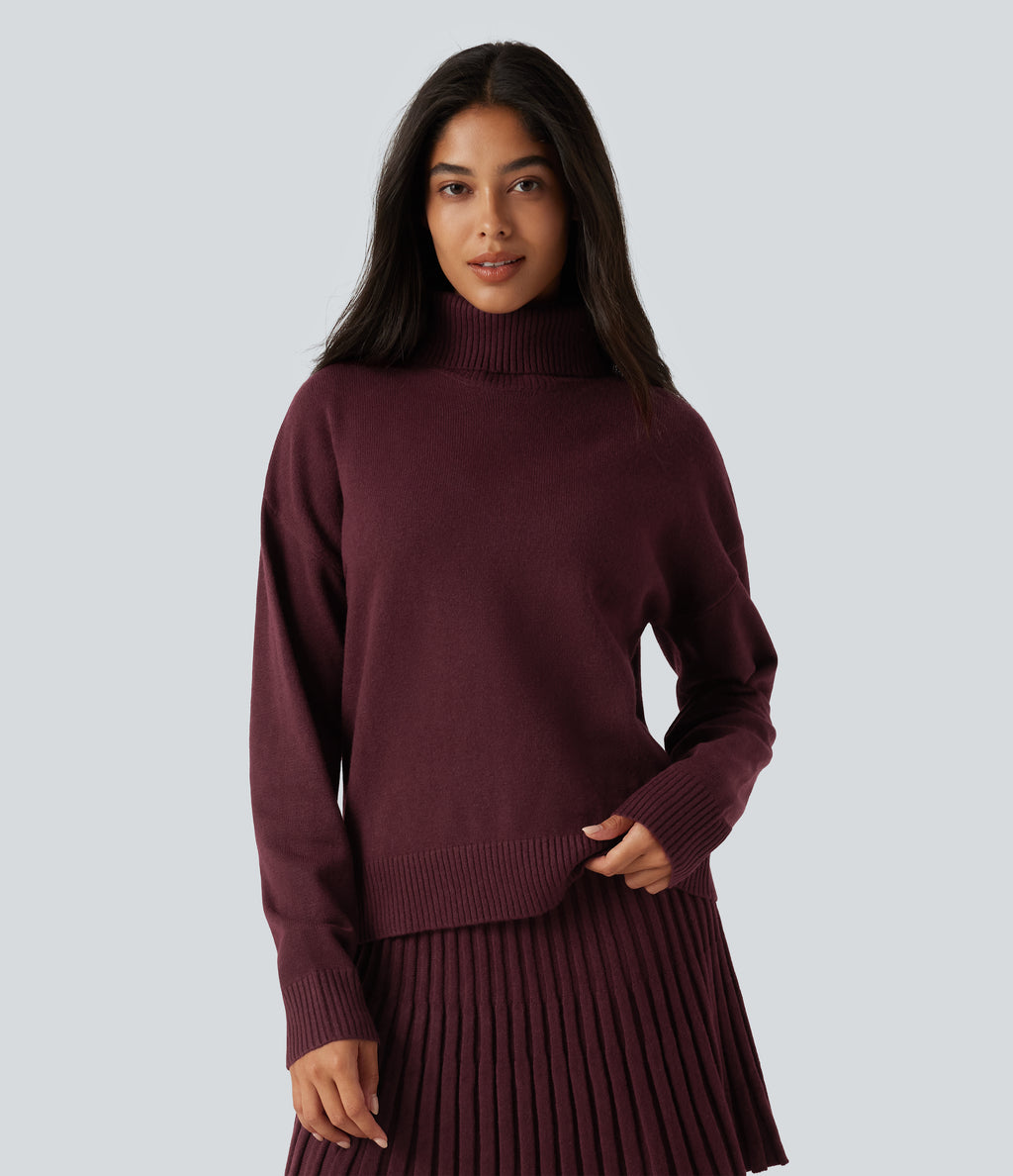High Neck Long Sleeve Casual Jumper — Mulled Night — view 1