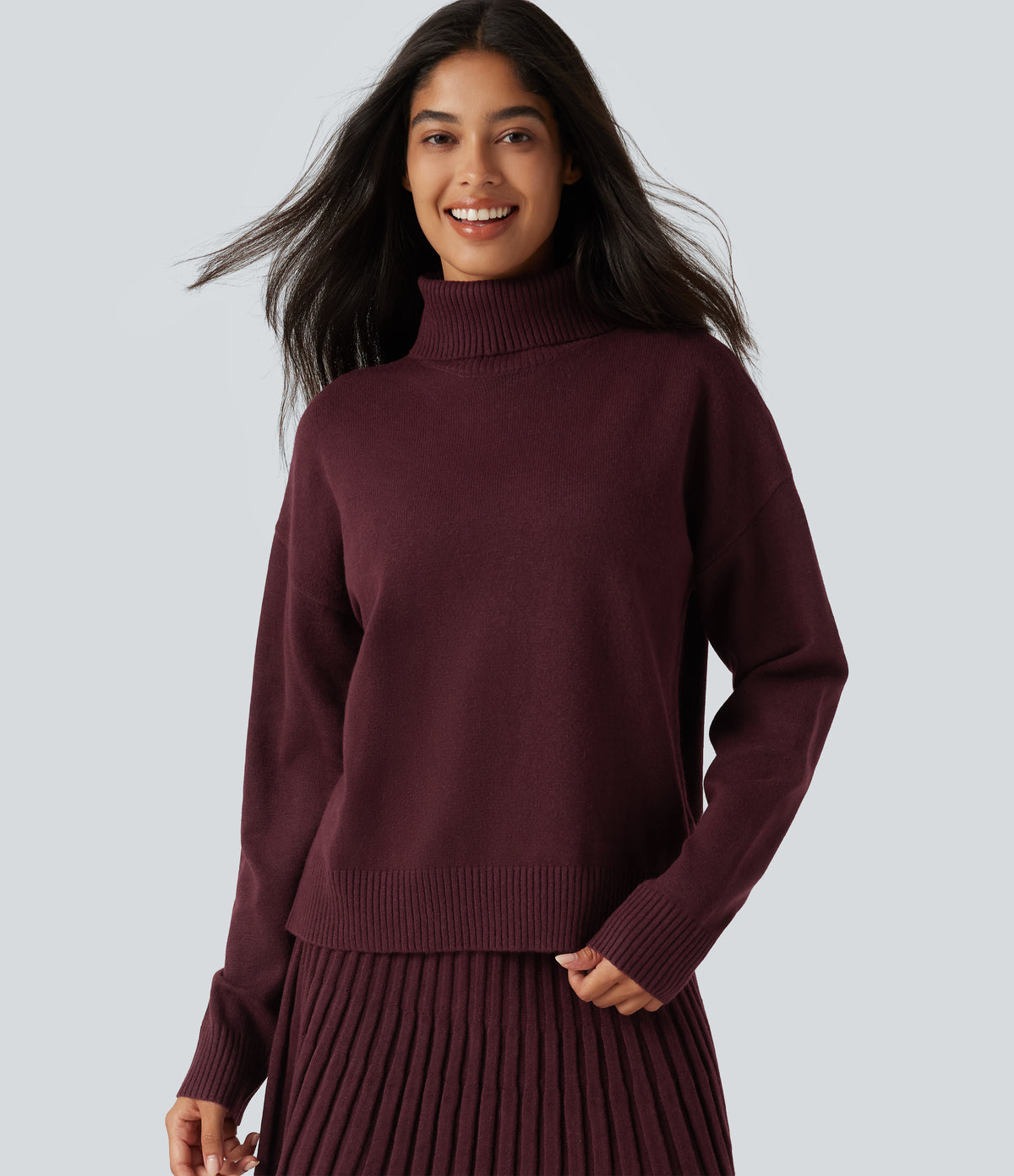 High Neck Long Sleeve Casual Jumper — Mulled Night — view 4