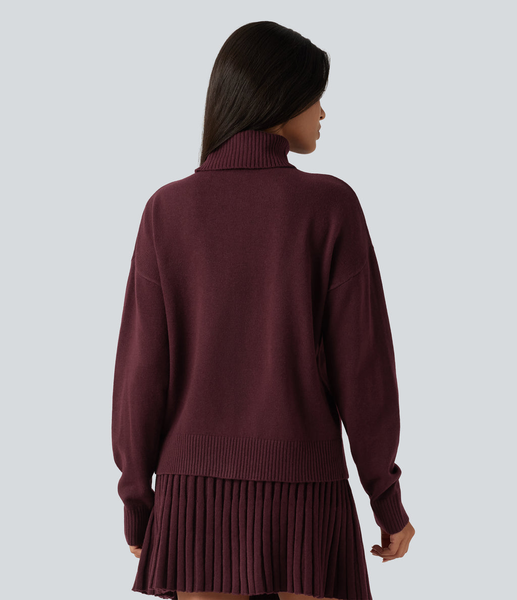 High Neck Long Sleeve Casual Jumper — Mulled Night — view 2