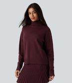 High Neck Long Sleeve Casual Jumper — Mulled Night — view 3