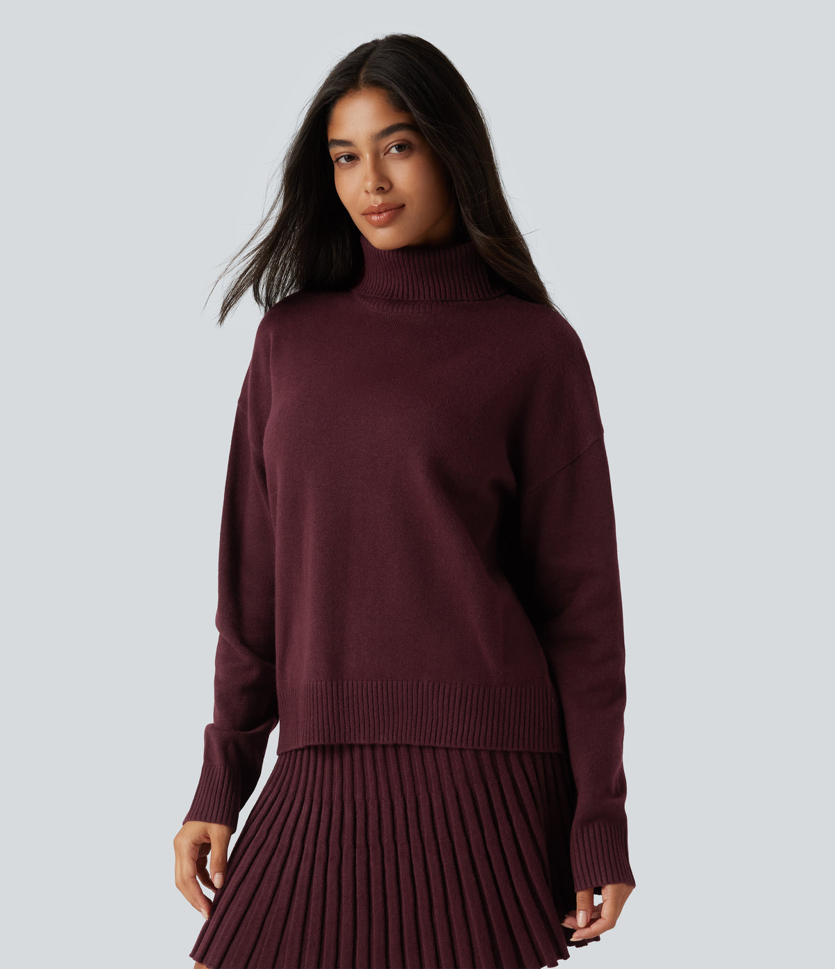 High Neck Long Sleeve Casual Jumper — Mulled Night — view 3