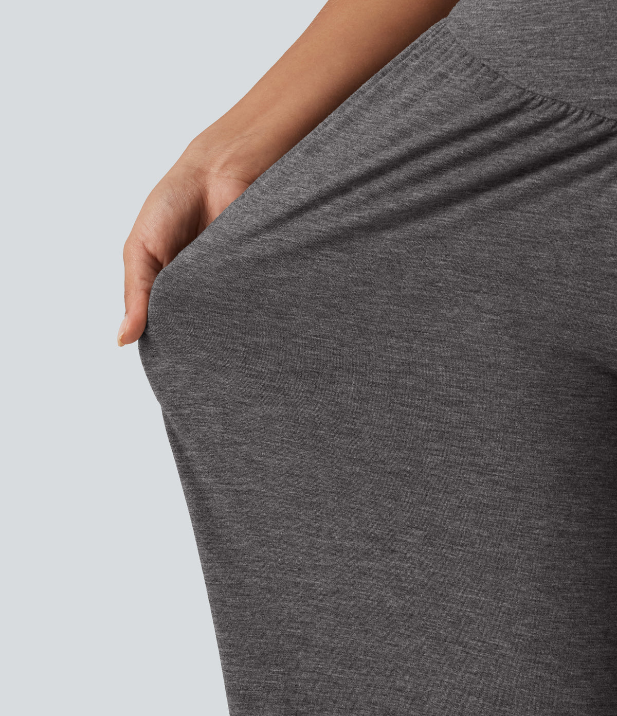 High Waisted V Shaped Yoga Joggers with Pockets — Darl Gray Floral Yarn — view 7