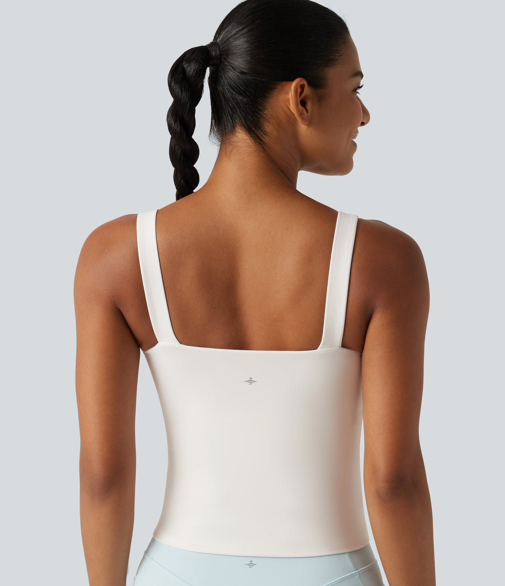 Light Support Molded Cups Push-Up Yoga Tank Top — White — view 6