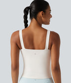 Light Support Molded Cups Push-Up Yoga Tank Top — White — view 6