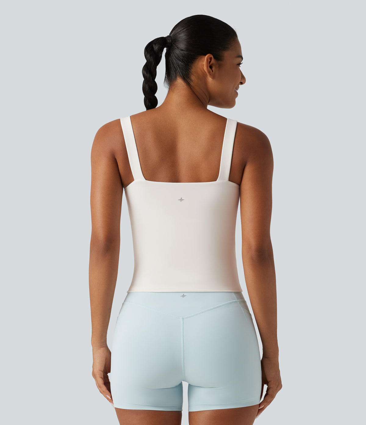Light Support Molded Cups Push-Up Yoga Tank Top — White — view 3