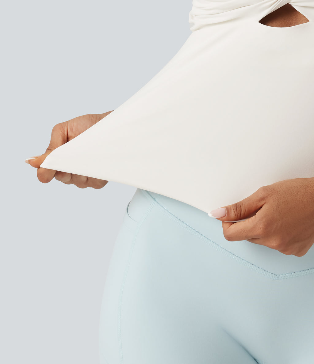 Light Support Molded Cups Push-Up Yoga Tank Top — White — view 7