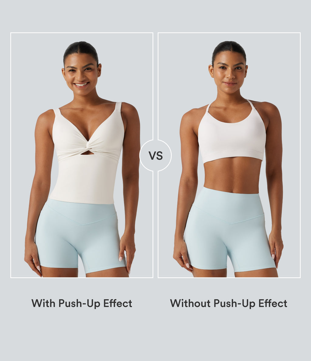 Light Support Molded Cups Push-Up Yoga Tank Top — White — view 2