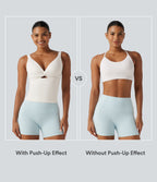 Light Support Molded Cups Push-Up Yoga Tank Top — White — view 2
