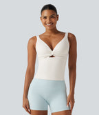 Light Support Molded Cups Push-Up Yoga Tank Top — White — view 5