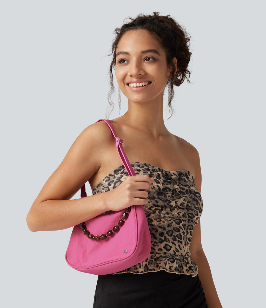 Nylon Shoulder Bag — Hot Pink — view 4